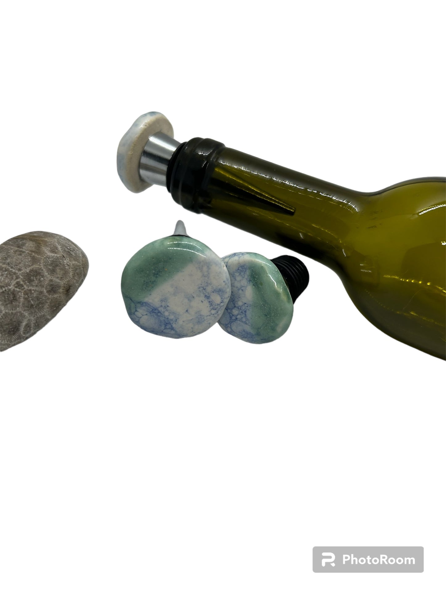 Wine/Bottle Stoppers. Beautiful, handmade, bubble glazed pottery.