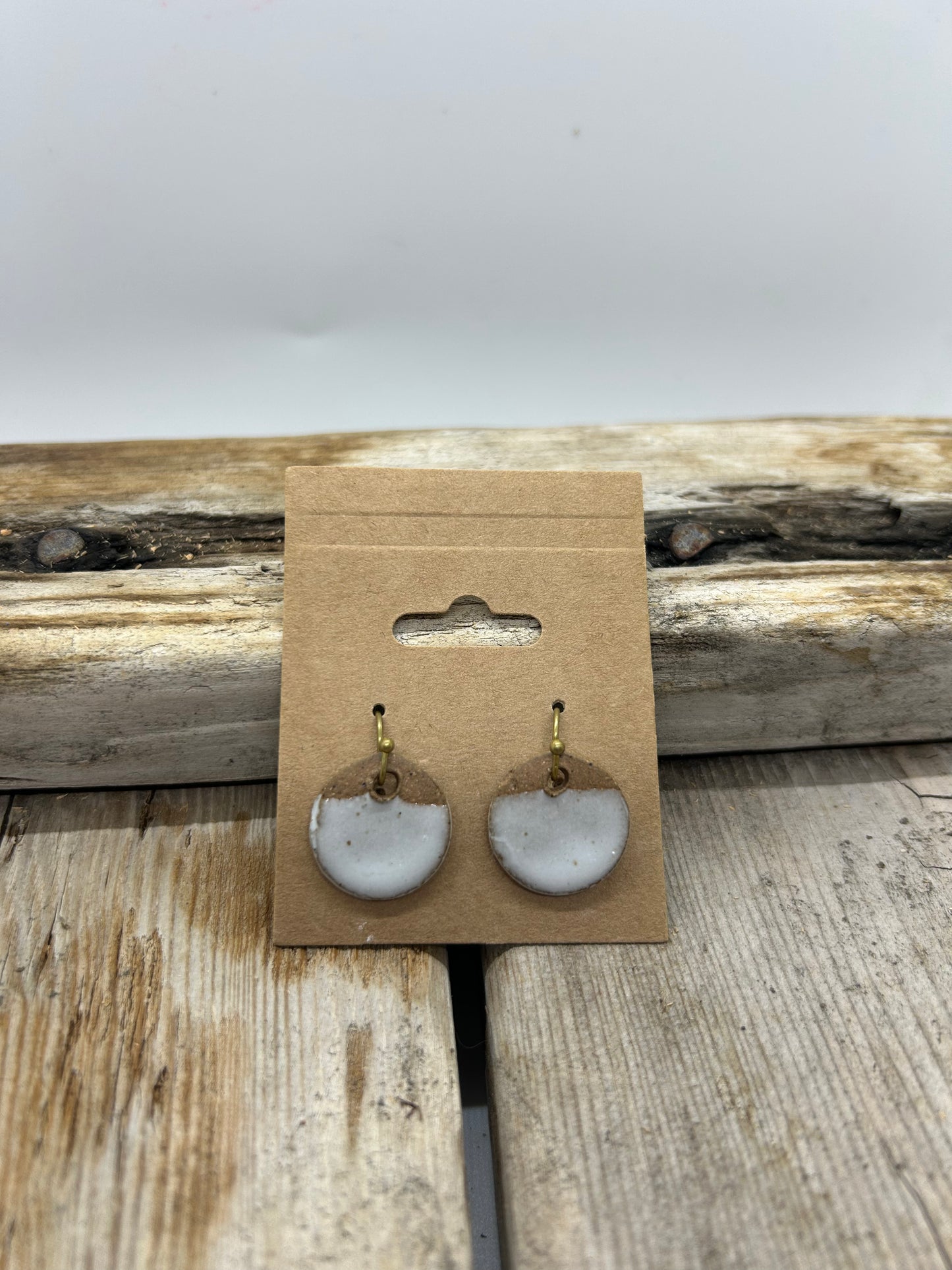 Pottery Earrings small. “Beach”Handmade stoneware. Resembles the white and sandy beaches of our beautiful coastline.